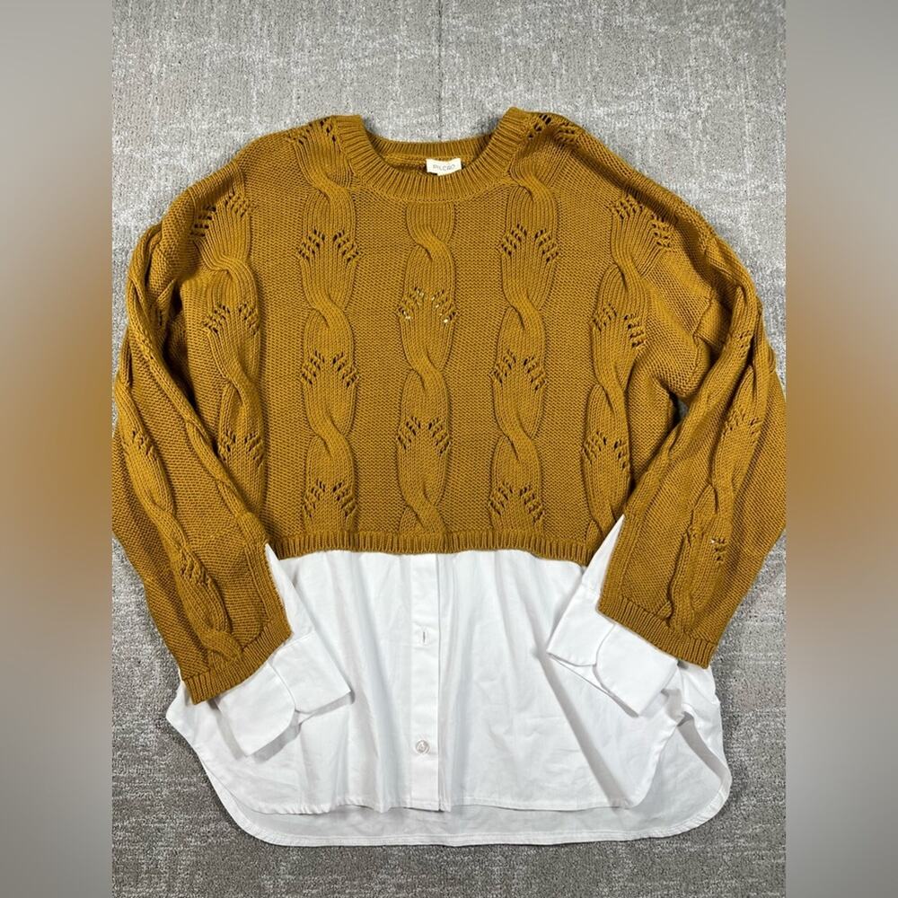 Anthropologie Pilcro Cable Twofer Layer Sweater Boho NWT Size L
